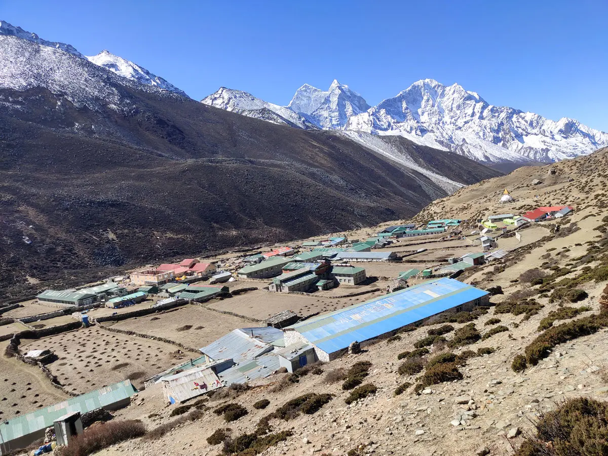 Dingboche village on a clear day