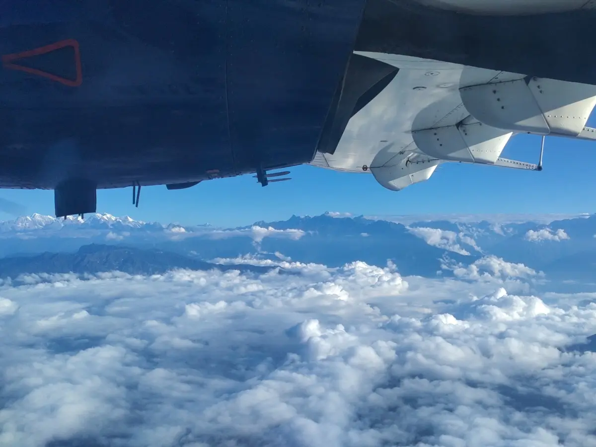 View from airplane window during Lukla Flight