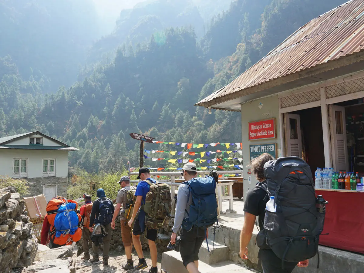 Trekkers at Phakding Village