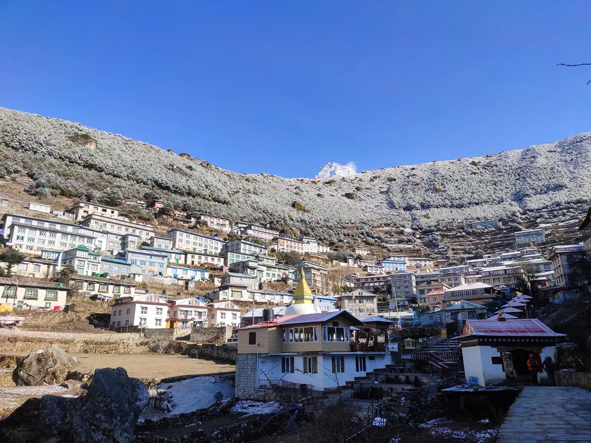 Namche Bazaar after snowfall